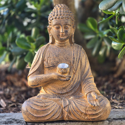 Antique Style Solar Buddha Statue