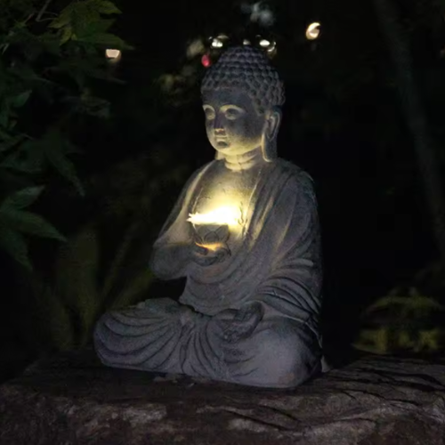 Zen Garden Solar Buddha Statue