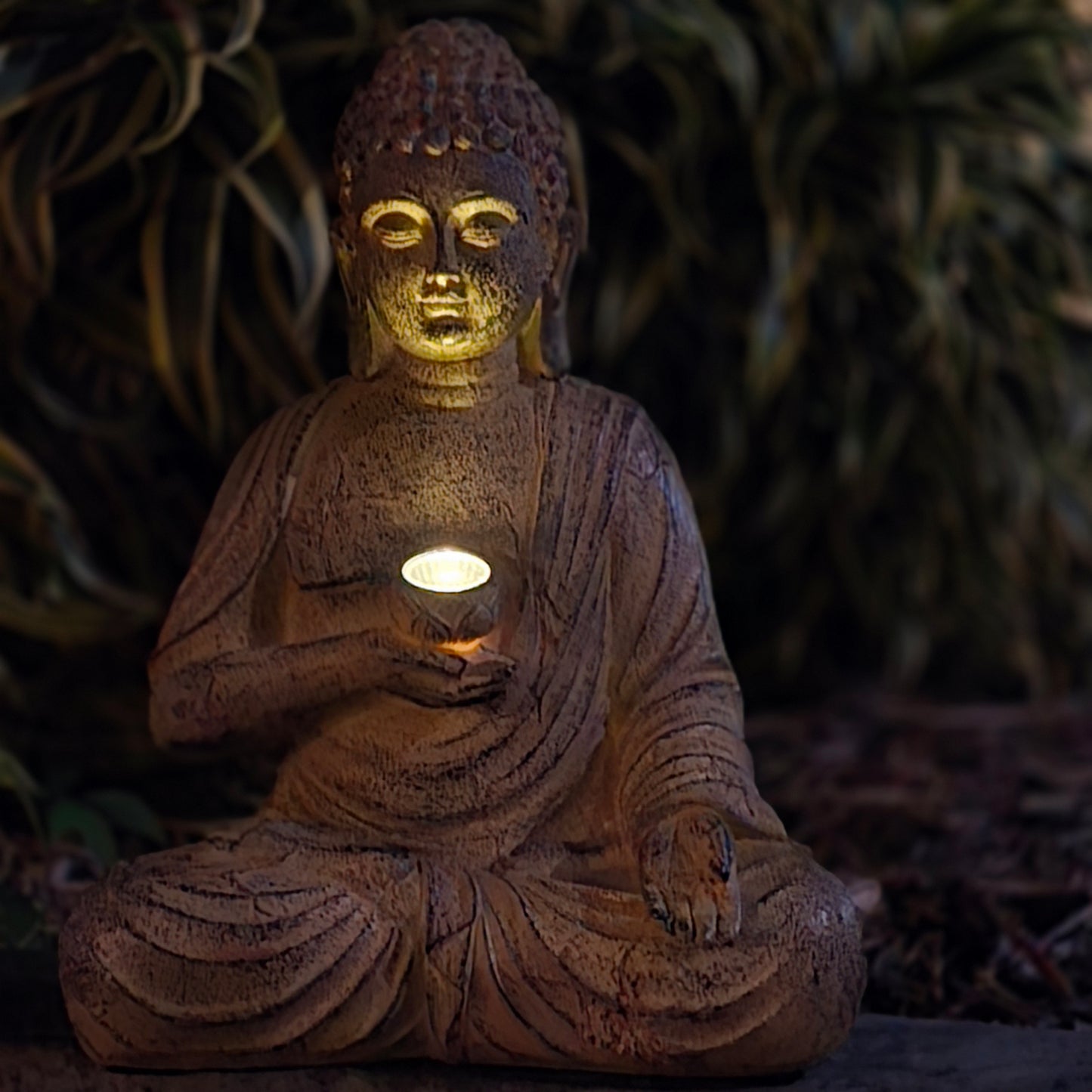 Zen Garden Solar Buddha Statue